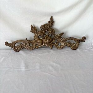 Antique brass wall decor baroque roses floral filigree home decor accent